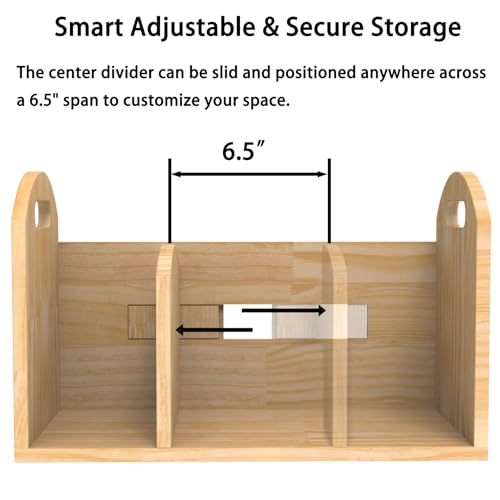 100% Solid Wood Adjustable Desktop Bookshelf, Retro Tabletop Book Shelf File Holder, Vertical Bookshelf Divider Desk Shelf for Home School Office Organization, Perfect for Books, Cookbooks, Magazine - color: Burlywood
