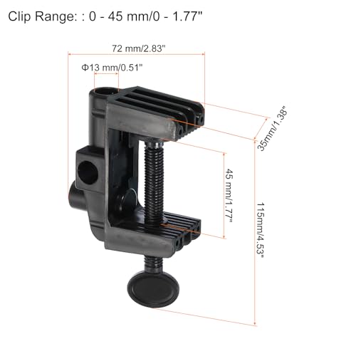 PATIKIL 6 Pcs 0.51" Hole Dia. Desk Clamp Plastic Adjustable Universal Black | C-Clamp Base, for Microphone Mic Arm Table Lamp Gooseneck Mount Holder