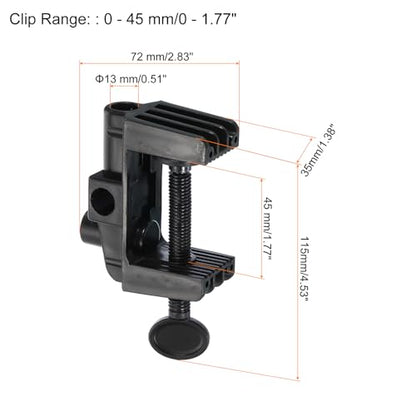 PATIKIL 6 Pcs 0.51" Hole Dia. Desk Clamp Plastic Adjustable Universal Black | C-Clamp Base, for Microphone Mic Arm Table Lamp Gooseneck Mount Holder