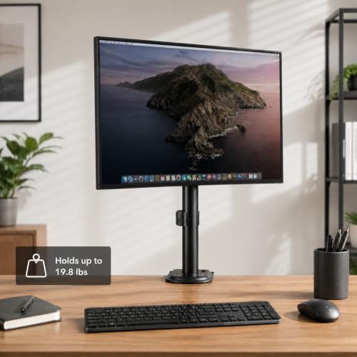 Mount-It! Single Monitor Desk Mount, Full Motion Arm, Fits 17-32" Screens | Full motion arm adjusts tilt, swivel & rotate, VESA compatible, clamp & grommet base. - color: Black