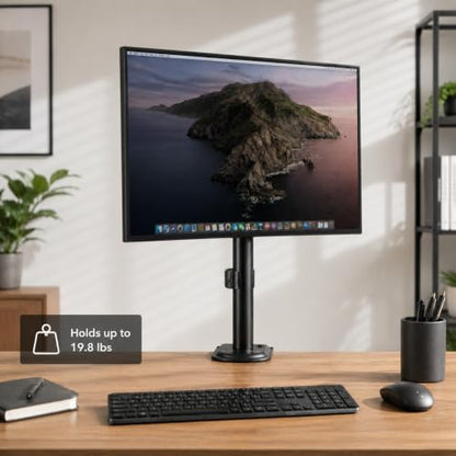 Mount-It! Single Monitor Desk Mount, Full Motion Arm, Fits 17-32" Screens | Full motion arm adjusts tilt, swivel & rotate, VESA compatible, clamp & grommet base. - color: Black