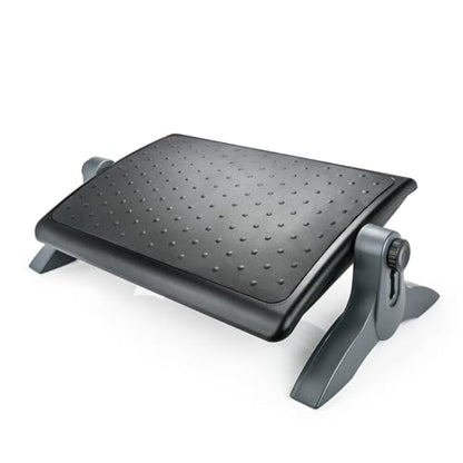 EHO Ottoman, Ergonomic Foot Rest for Under Desk, Adjustable Height and Angle, Rubber Platform, Anti-Slip, Ankle Support, Detachable Washable Cushion, Back and Leg Pain Relief, 21.6"L x 11.4"W, Black - style: Rubber Platform