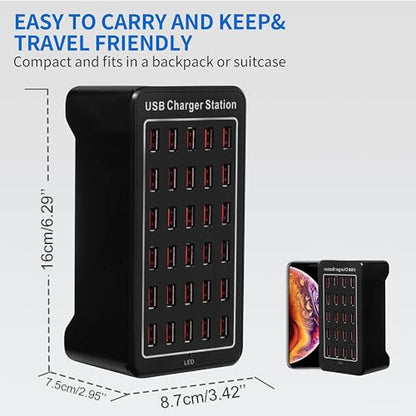 30 Port USB Charger, 150W/30A USB Smart Charger, 30-in-1 Desktop Charging hub, Multi-Port USB Charging Station for Samsung/iPhone/iPad/Google Pixel/Tablets and Other USB Electronics - size: 30Ports-150W