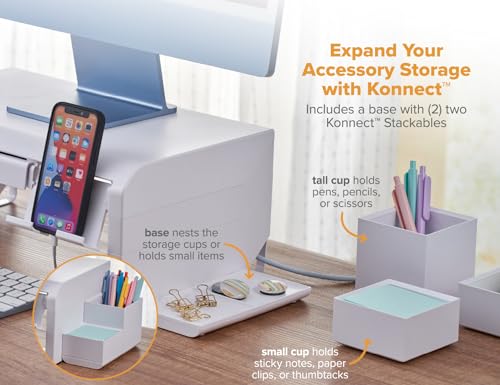 Bostitch Konnect Adjustable Monitor Riser with Drawer, Cell Phone Stand & Pencil Holder, Laptop Stand for Desk, 4 Height Levels, Cable Management & Rubber Feet - color: White, style: Deluxe Laptop Stand Kit