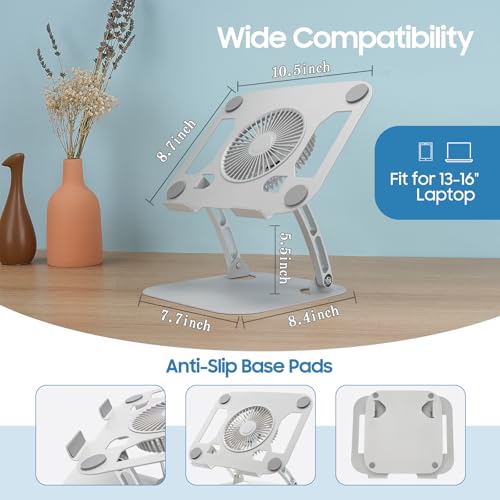 SHUWEI Laptop Stand with Fan, Height/Angle Adj fits 16" Laptop, Black - color: Black, size: For 16" Laptop & No 360°Rotation