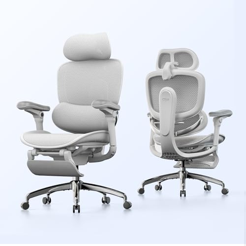 SIHOO Doro C300 Pro V2 Ergonomic Office Chair with Footrest & Full-Body Adaptive Support, 8D Armrests & Breathable Mesh, Comfy High Back Computer Desk Chair for Long Hours, 135° Recline (Grey) - color: Grey, size: Pack of 1