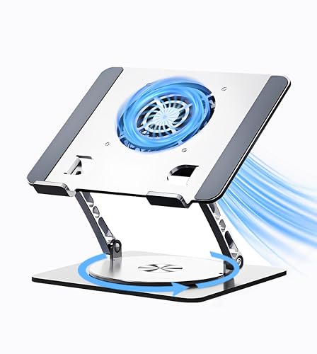 Adjustable Laptop Stand with Cooling Fan & 360 Rotating Base - size: Extra Large