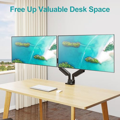 MOUNT PRO Dual Monitor Stand for Max 43 Inch Ultrawide Computer Screen, Premium Aluminum Heavy Duty Monitor Arm Holds 6.6lbs to 33lbs, Gas Spring Full Motion Display Desk Stand, VESA Mount - size: Max 43", style: Dual