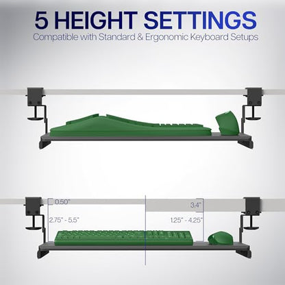 VIVO White Clamp-on 27 x 11 in Adjustable Keyboard Tray, MOUNT-KB05HW - color: White, size: 27" fixed width