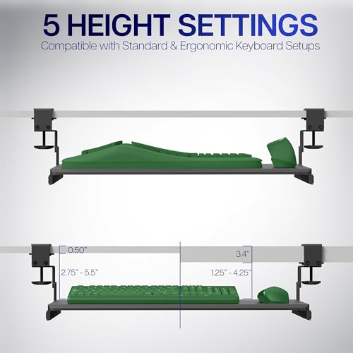 VIVO Light Wood Clamp-on 27 x 11 in Keyboard Tray, MOUNT-KB05HA - color: Light Wood, size: 27" fixed width