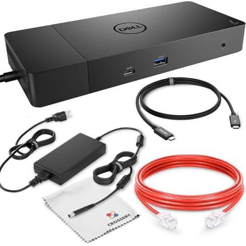 Dell WD19 Docking Station Bundle with USB-C and Dual Monitor Support - Full Package w/Dell WD19 Universal Dock, 180W Power Adapter, Thunderbolt 3 & Ethernet Cable, Cleaning Cloth (Renewed)