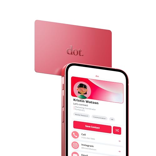 dot. Card - Digital Business Card - Tap Compatible with iPhone & Android (Red) - color: Red