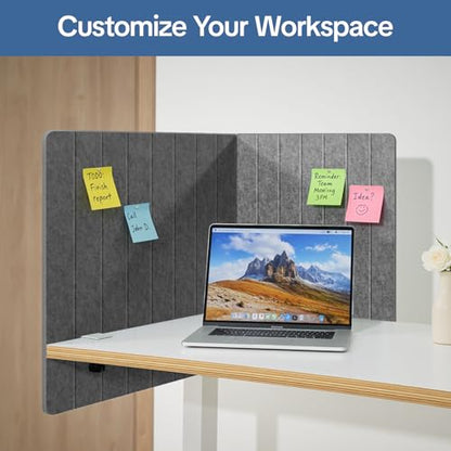 48" Desktop Privacy Screen - Sound Absorbing Felt Panel, Clamp-On Foldable Office Divider for Desk, Dark Grey - color: Dark Grey