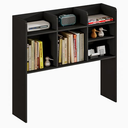 ChooChoo Desk Hutch Dorm, Desktop Bookshelf with 7 Shelves - color: Black, size: Without LED