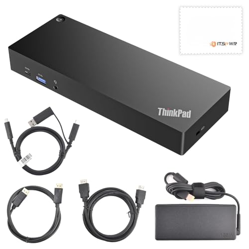 ThinkPad 40AF0135 Universal Hybrid Docking Station | For Lenovo Laptops, Dual Monitor, Comes with ITSPWR HDMI 4K Cable + DP Cable+ Cleaning Cloth - style: HDMI + DP Cable