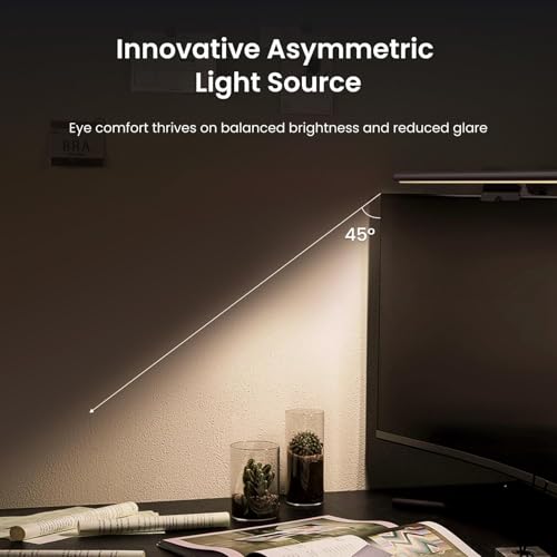 YEELIGHT Monitor Light Bar, Computer Monitor Lamp for Home Office Gaming, 250LM No Glare Eye-Care LED Screen Bar, Touch Control USB Reading Desk Lamp with Stepless Dimming for Flat & Curved Monitor - color: A Dark Gray
