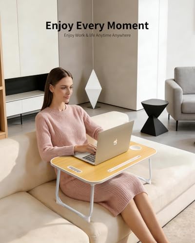Ruxury Folding Lap Desk Bed Desk Laptop Table Tray, Breakfast Serving Tray, Portable & Lightweight Mini Table for Sofa Couch Floor - Wood - color: Wood