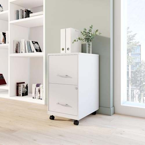 Staples 2-Drawer Vertical File Cabinet, Letter Size, Lockable, White - color: White, style: 1 Pack