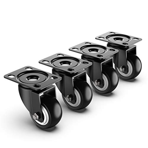 HOLKIE 2 Inch Swivel Caster Wheels - Heavy Duty 600 Lbs Capacity (Pack of 4) - Silent Polyurethane Casters No Brake - Non-Marking Rubber Replacement Wheels for Furniture, Cart, Workbench & Dolly - style: 2" no brakes 4pcs-600lbs