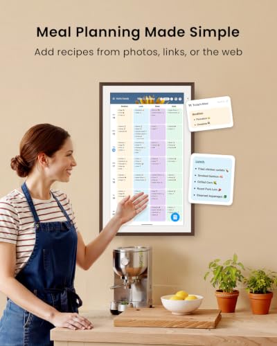 Apolosign 27-inch 4K Digital Calendar, Smart Wall Planner with Calendar Sync, Chore Chart, Install Apps & Widget, Electronic Touchscreen Display for Schedules, Dual Mode, Wall Mount Included (Dark Oak) - color: Dark Oak