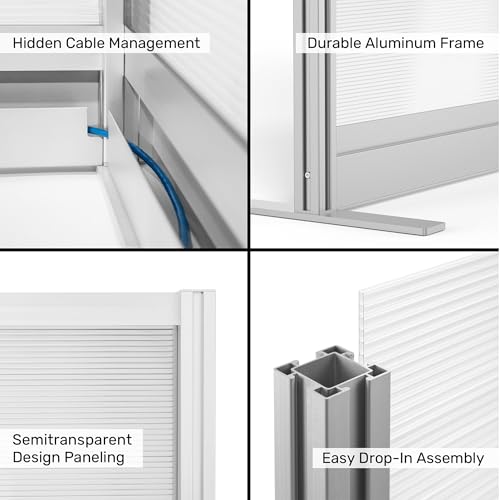 Stand Up Desk Store Modular Room Divider Wall, 70" W x 48" H | Aesthetic, Office Partition Walls & Cubicle Wall Dividers, Lightweight, Durable, Translucent - size: 70" x 48"