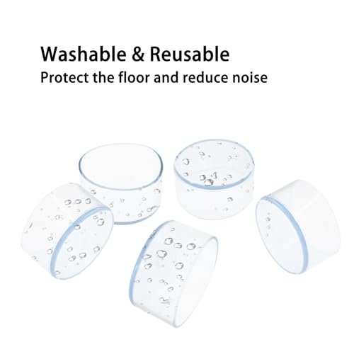 Round Chair Leg Caps,PVC Furniture Feet Covers,TTZEZE Transparent Round Floor Protectors,Clear Table Feet Covers Preventing Plastic Chair Leg Covers Scratches and Noise 60mm/2.36'', 12 - size: 2.36 inches