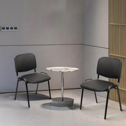 CLATINA Stacking Guest Chairs, Leather Waiting Room Chair no Wheels, Armless Office Chairs with Metal Frames, Stackable Conference Room Chair for Reception, Lobby, Meeting, Training, Black - color: Black-leather, size: 1 Pack