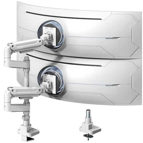 Heavy Duty Dual Monitor Arm for 17-49" Screens, Vertical Stack, 44lbs - color: White