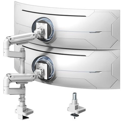 Heavy Duty Dual Monitor Arm for 17-49" Screens, Vertical Stack, 44lbs - color: White