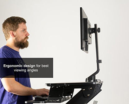 VIVO Adjustable Single Monitor Mount for Sit-Stand Workstation, Desk Converter, Monitor Arm Fits 1 Screen up to 32 inches, STAND-V001U