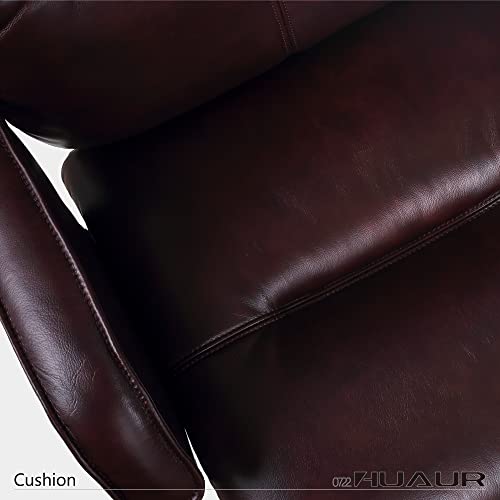 Genuine Leather Modern Executive Chair High-Back Support 90 to 150 Degrees Tilt and Upholstered Home Desk Chair with Base 360LB Capacity Swivel Computer Office Chair (Brown) - color: Brown