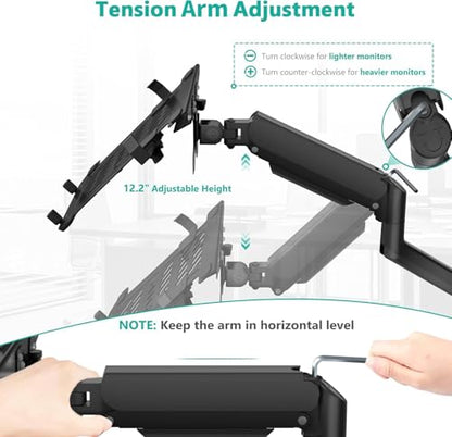 WALI Laptop Wall Mount for 17" Notebook and Up to 32" Screen | Full Motion Adjustable Monitor Wall Arm with Laptop Tray, VESA 75x75/100x100mm, Up to 15.4-22 Lbs (GSWM001LP), Black