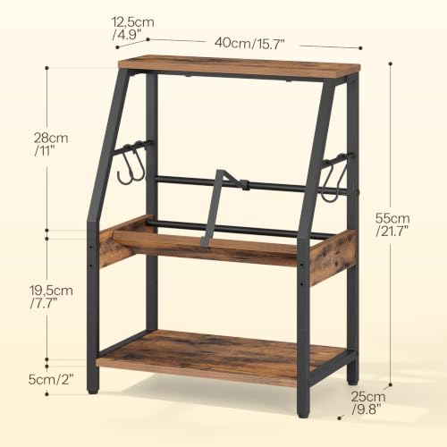 HOOBRO Desk Shelf, 3-Tier Desktop Bookshelf, Tabletop Organizer Storage - color: Rustic Brown