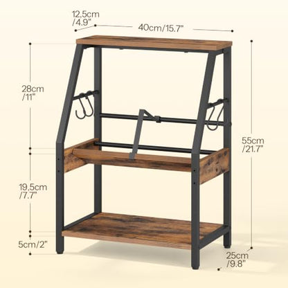 HOOBRO Desk Shelf, 3-Tier Desktop Bookshelf, Tabletop Organizer Storage - color: Rustic Brown