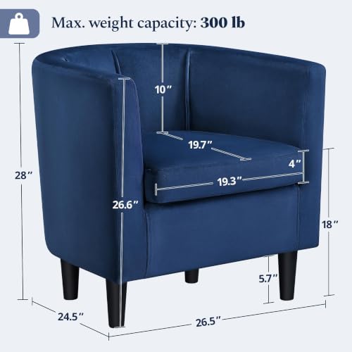 Yaheetech Barrel Accent Chairs Set of 2, Modern Armchairs, Blue | Soft Velvet Chair with High-Density Foam Seat, Upholstered Barrel Sofa Chair for Living Room Bedroom Waiting Room - color: Blue, size: Set of 2