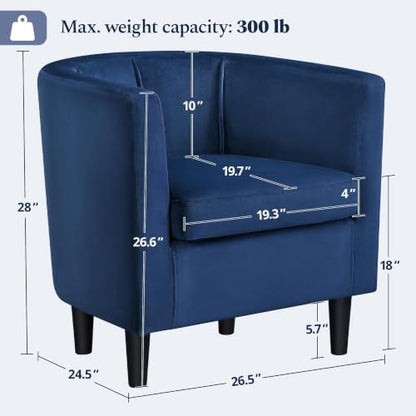 Yaheetech Barrel Accent Chairs Set of 2, Modern Armchairs, Blue | Soft Velvet Chair with High-Density Foam Seat, Upholstered Barrel Sofa Chair for Living Room Bedroom Waiting Room - color: Blue, size: Set of 2