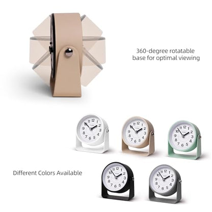 TIMESS Analog Alarm Clock with Snooze & Light, Silent Non-Ticking, Yellow | On-demand light, quartz movement, battery operated, easy to set, gentle wake alarm, bedside clock for home, travel, or office - color: Yellow