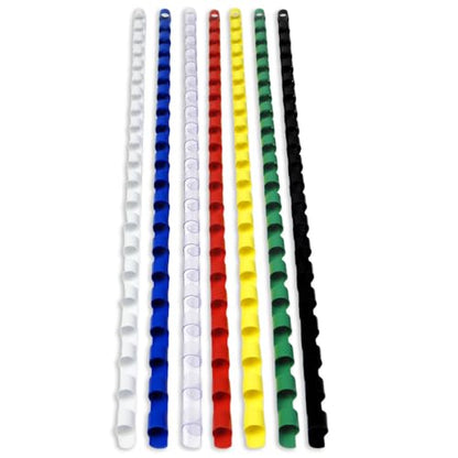 Rayson CR-6-100-M Plastic Binding Combs 1/4in. 21-Ring, 20-Sheet Capacity, Colorful Comb Binding Spines, Max. Binding A4 Size Paper (8.3"×11.7"), Box of 100 - size: 1/4", style: A4 - Available in 7 Vibrant Colors