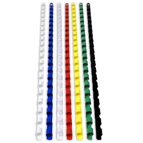 Rayson CR-6-100-M Plastic Binding Combs 1/4in. 21-Ring, 20-Sheet Capacity, Colorful Comb Binding Spines, Max. Binding A4 Size Paper (8.3"×11.7"), Box of 100 - size: 1/4", style: A4 - Available in 7 Vibrant Colors