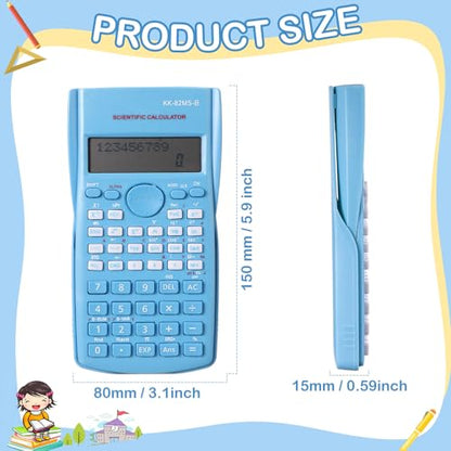 16 Pcs Scientific Calculators 2 Line Engineering Scientific Calculator Bulk Function Math Large Display Multi-Function Ideal for College Office Business Finance, Pink, Blue, Green, White