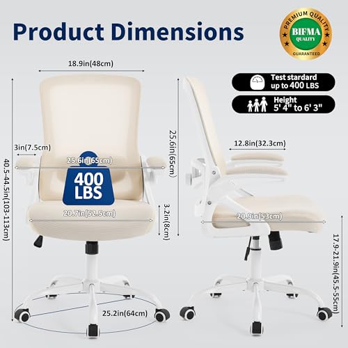 Ergonomic Office Chair Desk Chair with Adjustable Lumbar Support - color: Buff Beige