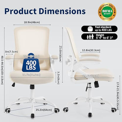 Ergonomic Office Chair Desk Chair with Adjustable Lumbar Support - color: Buff Beige