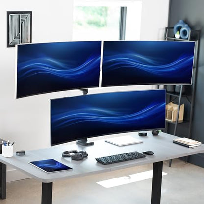 VIVO Pneumatic Arm Triple Ultrawide Monitor Extra Tall Desk Mount for Up to 49 inch Screens, Heavy Duty Clamp, Holds 3 Ultra Wides Up to 44 lbs, Black, STAND-V300D - size: Triple Mount, style: Desk Mount