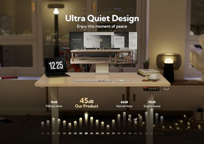 Claiks Electric Height Adjustable Standing Desk, 48x24 Inch, Nature | Smooth Height Adjustment, 3 Memory Presets, Cable Management Hub&Hook, Stable Steel Frame, 176lbs Capacity, Easy Assembly - color: Nature, size: 48