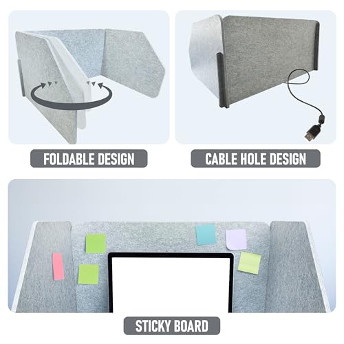 29.1" x 22.8" x 1.2" U-Shaped Desk Divider Partition, No Drill Freestanding Sound Absorbing Privacy Panel, Noise Reducing Cubicle Screen for Office Home & Classroom (Dusty Grey) - color: Grey (U-Shaped)