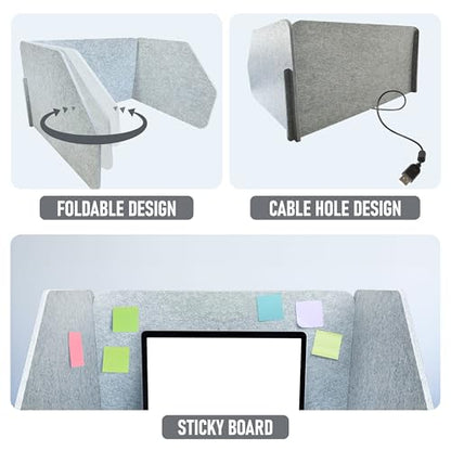 29.1" x 22.8" x 1.2" U-Shaped Desk Divider Partition, No Drill Freestanding Sound Absorbing Privacy Panel, Noise Reducing Cubicle Screen for Office Home & Classroom (Dusty Grey) - color: Grey (U-Shaped)