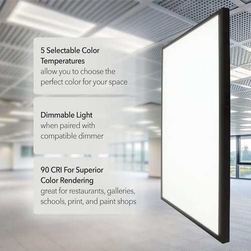 GT-Lite 2'x2'4200 Lumen 4 Pack LED Flat Panel,Flush Mount and Drop Ceiling - color: Black 4 Pack, size: 2x2 Feet