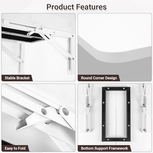 Neoaider Wall Mounted Folding Desk 23.6” x 15.7”, White - color: White, size: 23.6" x 15.7"