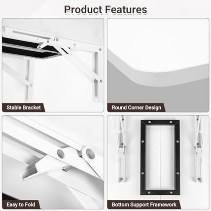 Neoaider Wall Mounted Folding Desk 23.6” x 15.7”, White - color: White, size: 23.6" x 15.7"