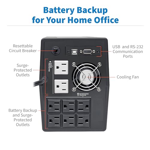 Eaton Tripp Lite OMNIVS1500LCD 1500VA UPS 900W 8 Outlets 5ft Extension Cord | Battery Backup Surge Protector, 5ft Extension Cord, 3-Year Manufacturer's Warranty & $200,000 Insurance - size: 1500VA, style: Pure Sine Wave